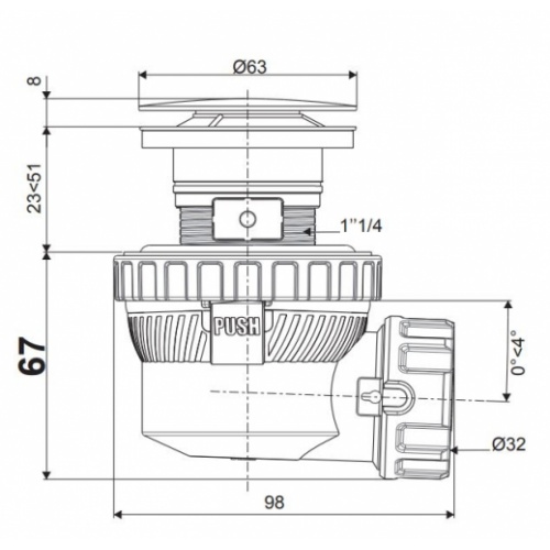 Bonde recoupable et siphon de lavabo ultra compact NANO Black NANO 6 7 Schéma