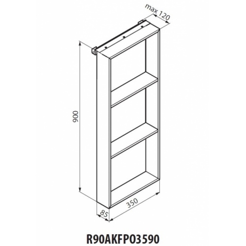 Porte-objets FRAME pour paroi de douche - Blanc Mat R90AKFPO3590 Schéma