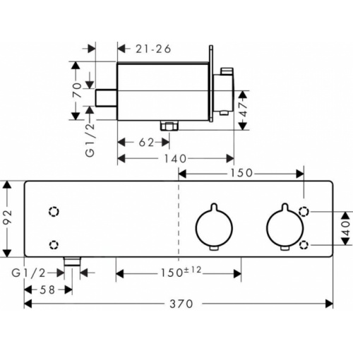 Mitigeur thermostatique de douche ShowerTablet 350 Chromé 13102000 Schéma