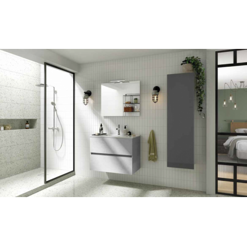 Colonne de salle de bains NOLITA Blanc Brillant NOLITA Béton + Colonne Gris