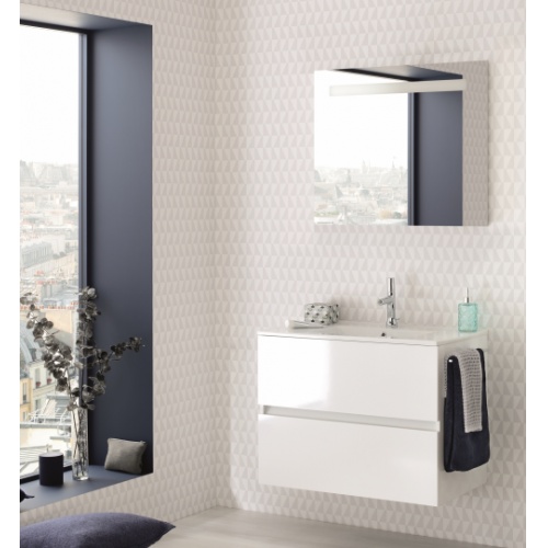 Meuble simple vasque NOLITA Blanc brillant 80 cm - Sans miroir