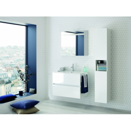 Meuble simple vasque NOLITA Blanc brillant 60 cm - Sans miroir Nolita_blanc brillant_miroir Sens - Copie