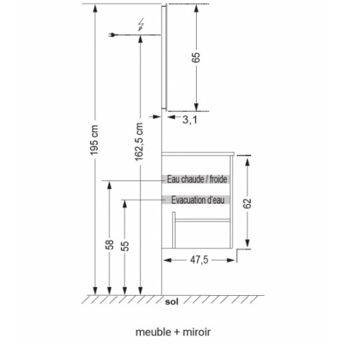 Meuble simple vasque NOLITA Blanc brillant 100 cm - Sans miroir SANICA Notice Montage