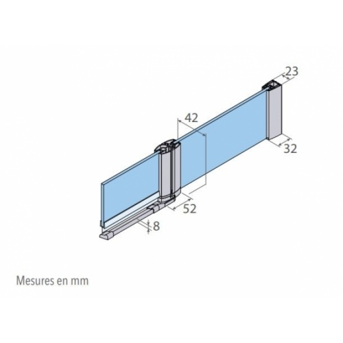 Paroi Fixe avec volet pivotant ARCOIRIS Plus - Verre Acide - Gauche - 90+35cm Schéma AC240