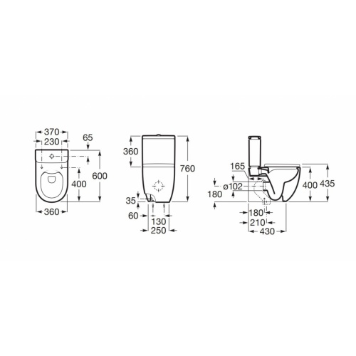 Pack WC MERIDIAN Compact Rimless - Sortie duale Pack MERIDIAN Rimless Schéma