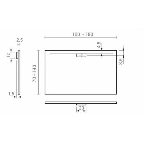 Receveur de douche NOVA Basalte - 80x120 cm Schéma NOVA