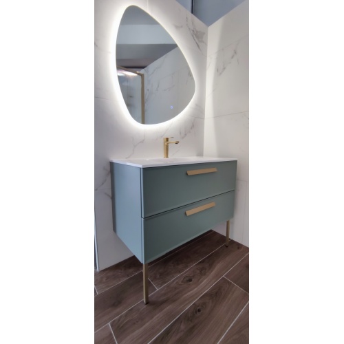 Meuble simple vasque 90cm EDGE Amande Mat et Gold mat (Sans miroir) IMG_20211215_131013