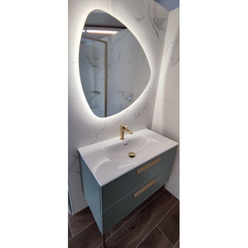 Meuble simple vasque 90cm EDGE Amande Mat et Gold mat (Sans miroir) IMG_20211215_131029