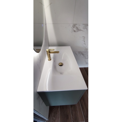 Meuble simple vasque 90cm EDGE Amande Mat et Gold mat (Sans miroir) IMG_20211215_131050