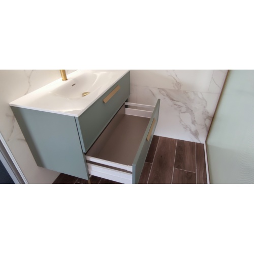 Meuble simple vasque 90cm EDGE Amande Mat et Gold mat (Sans miroir) IMG_20211215_131152