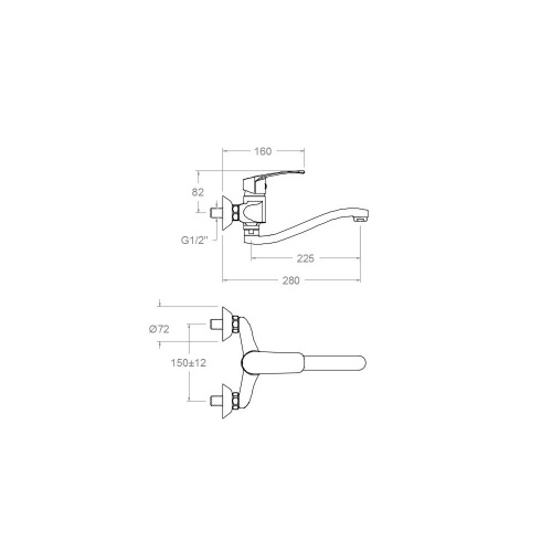 Mitigeur mural NEW FLY Chromé bec orientable 225 mm J03559