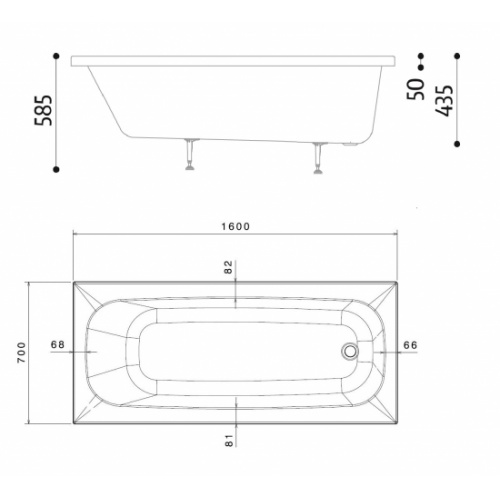 Pack Baignoire POP 160x70 avec tablier façade et retour Pop_160x70_dessign techique