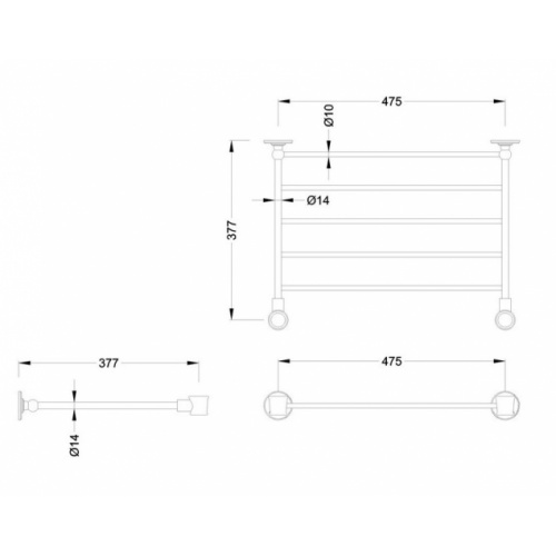 Tablette porte-serviettes pour piétement 560/580 T22A-S Schéma