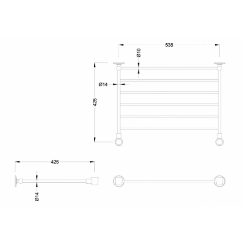 Tablette porte-serviettes pour piétement 610 T23A-S-2D