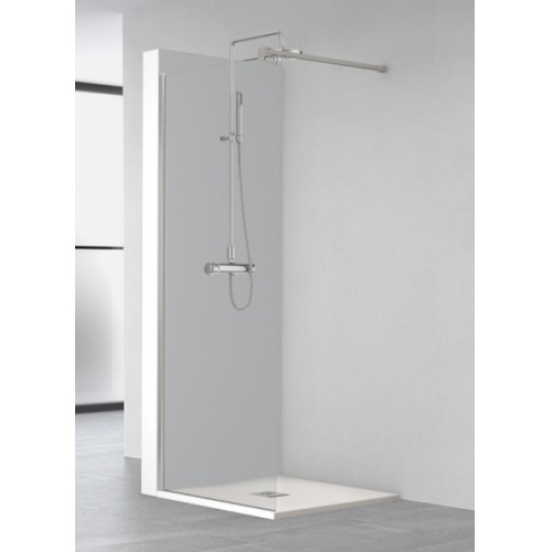 Paroi de douche fixe FADO Transparent - Argent - 80 cm