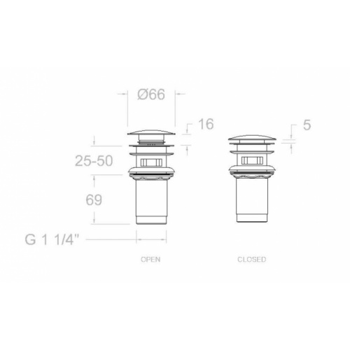 Bonde QUICK CLACK en laiton Or brossé - 1219LOC F02477 Schéma