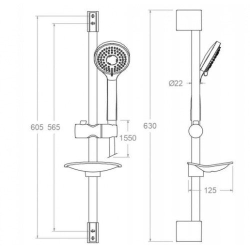 Set de douche POLO Chromé - 982402BT* 99H302061 Schéma