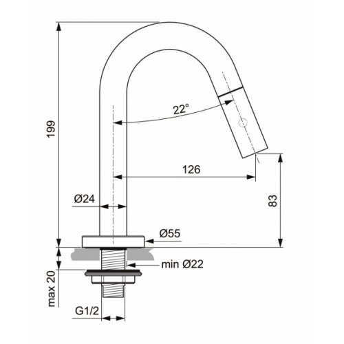 Robinet simple monofluide Ceraline F2842_Schéma