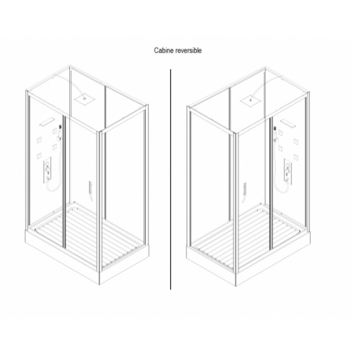 Cabine rectangulaire STREET 90x115 cm Reversible