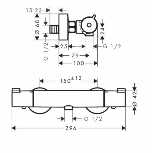 Mitigeur Douche Thermostatique ECOSTAT 1001 CL - 13211000* 13211000 Schéma