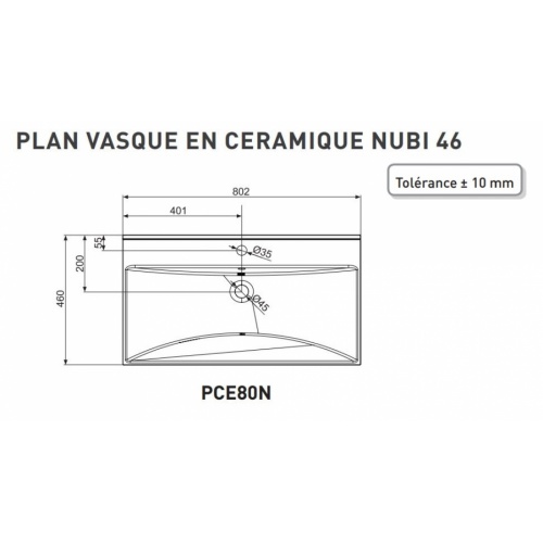 Meuble RIVAGE 80cm Curaçao NUBI 80 Schéma