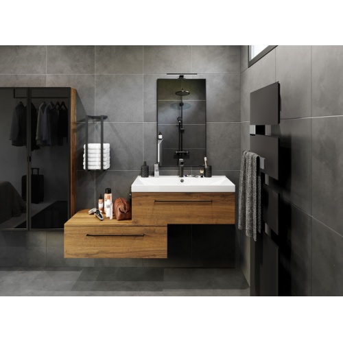 Meuble de salle de bains SWING 80cm décalé Chêne Cognac
