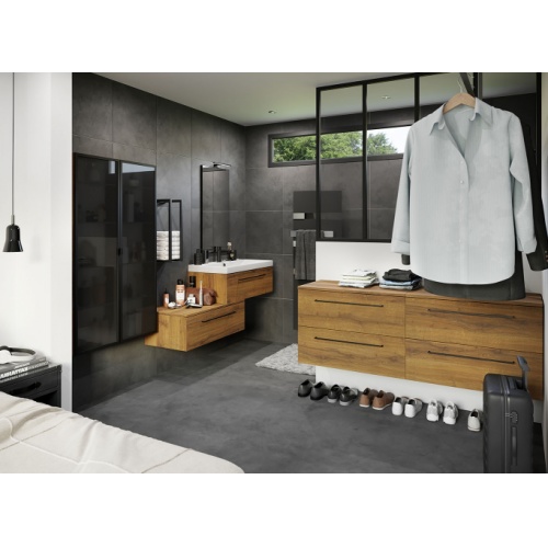 Meuble de salle de bains SWING 80cm décalé Chêne Cognac Coeur de Pierre_web
