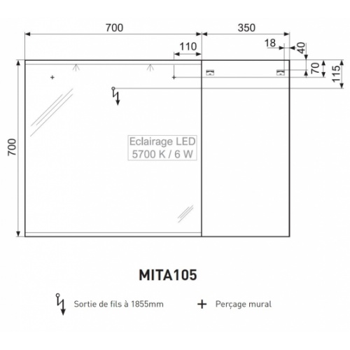 Meuble de salle de bains LOFT Vert Amazonie 105 cm MITA105