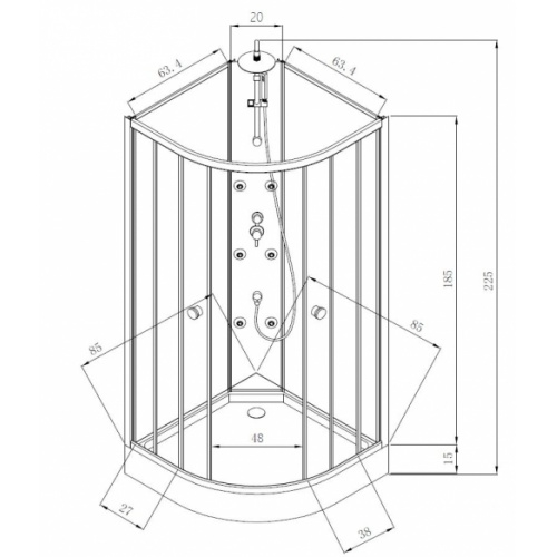 Cabine 1/4 de rond KLINTY 2.0 85 cm KLINT 2 0 Schéma