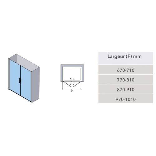 Paroi de douche HADA PLUS 2 portes battantes - Argent HB - 100cm HP307Schéma