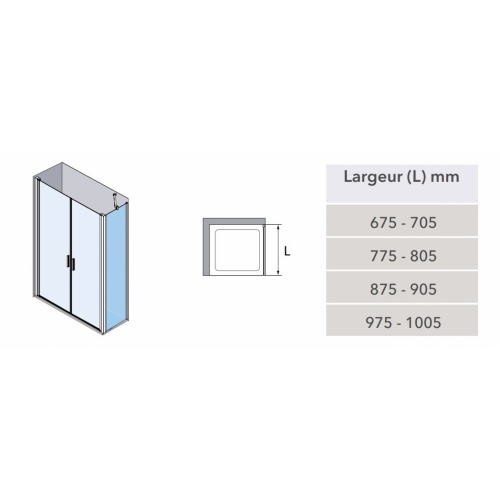 Fixe latéral HADA Plus 307- Transparent - Argent - 80 cm HP307 Schéma