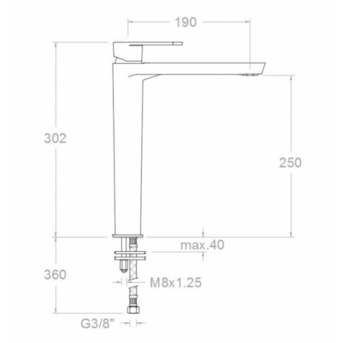 Mitigeur de lavabo XL ALEXIA Noir Mat - 3602NM 36A302273_schéma