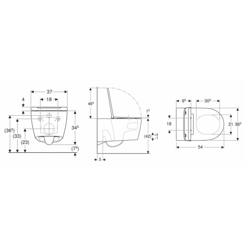 Pack complet WC Geberit UP320 + Cuvette ONE TurboFlush + Plaque Blanche ONE 500 201 01 1 Schéma