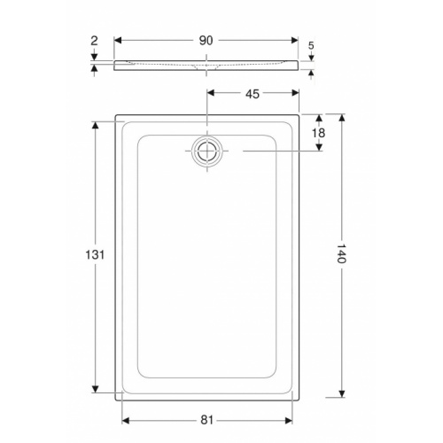 Receveur céramique antidérapant GEBERIT RENOVA Blanc 140x90 cm* RENOVA 90x140