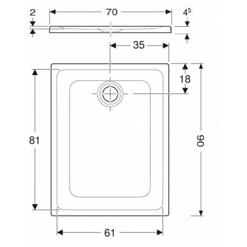 Receveur de douche RENOVA Blanc Mat 90x70 cm RENOVA 70x90cm