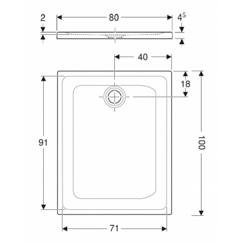 Receveur de douche RENOVA Blanc Mat 100x80 cm RENOVA 80x100 cm