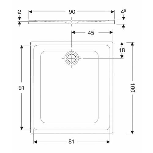 Receveur de douche RENOVA Blanc Mat 100x90 cm RENOVA 90x100 cm