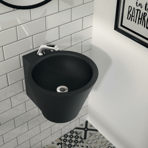 Lavabo suspendu en inox MINI BAILA noir 