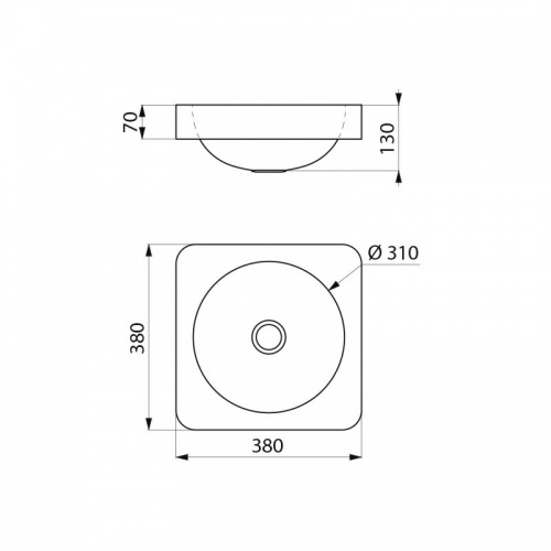 Vasque à poser en inox QUADRA noir mat cote_120650BK