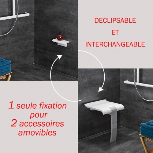 Tablette de douche à clipser ARSIS Anthracite interchangeable Arsis