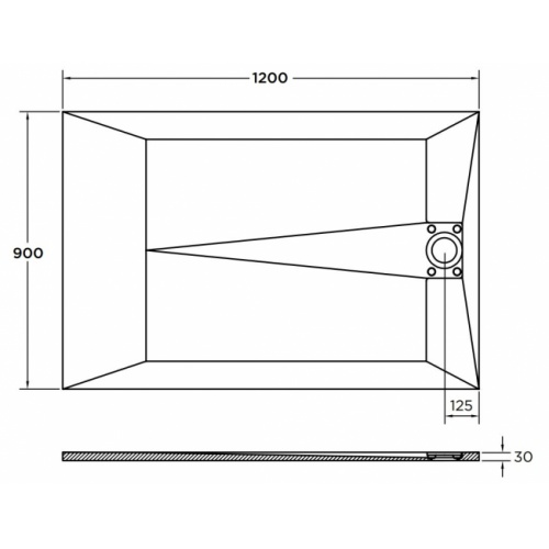 Receveur de douche RADIANCE Lisse Blanc Pur - 140x90cm RADIANCE Schéma