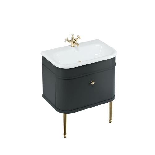 Meuble traditionnel moderne CHALFONT 75 cm Noir Mat CH75MB-CHKGOLD-CHLEGGOLD