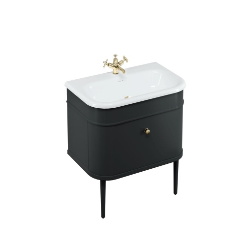 Meuble traditionnel moderne CHALFONT 75 cm Noir Mat CH75MB-CHKGOLD-CHLEGMB