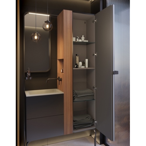 Mini salle de bains TINY 105 cm avec chauffage Noyer Massif