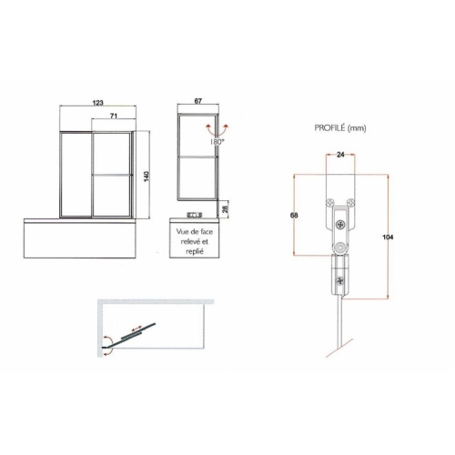 Pare-baignoire coulissant et relevable SECURE Blanc brillant - 2 volets GAMMA Schéma