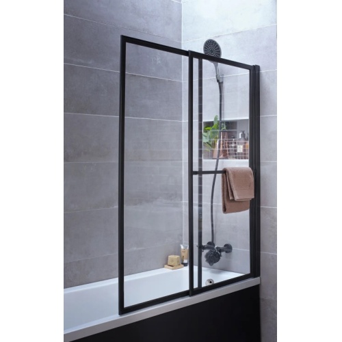 Pare-baignoire coulissant et relevable SECURE Noir mat - 2 volets