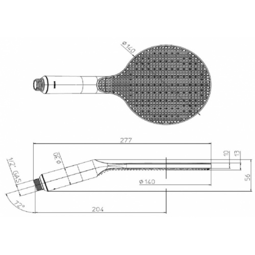 Douchette plate APICE Noir Mat ø 140 mm DC900 Schéma