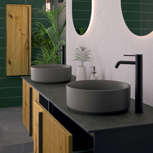 Meuble de salle de bain CANOPEE Chêne artisan et Noir Mat CANOPÉE AMB01 ZOOM HD