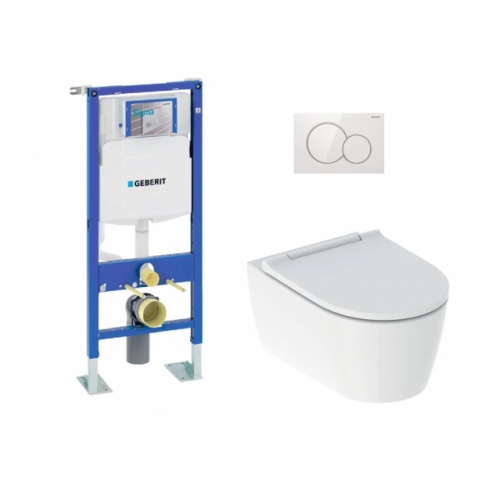 Pack complet WC Geberit UP320 + Cuvette ONE TurboFlush + Plaque Blanche