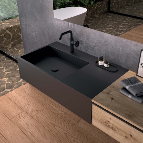 Meuble de salle de bain sur-mesure EXTENSO Chêne Artisan et Noir EXTENSO AMB101 HD